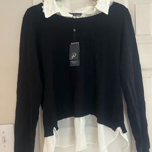 Adrianna Papell Black and Ivory Sweater